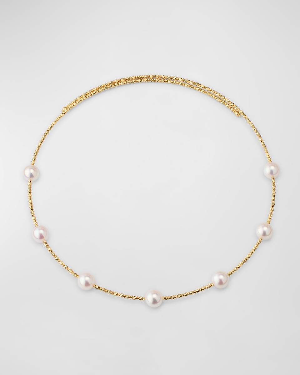 18K Yellow Gold Sparkle Akoya Pearl Choker Necklace